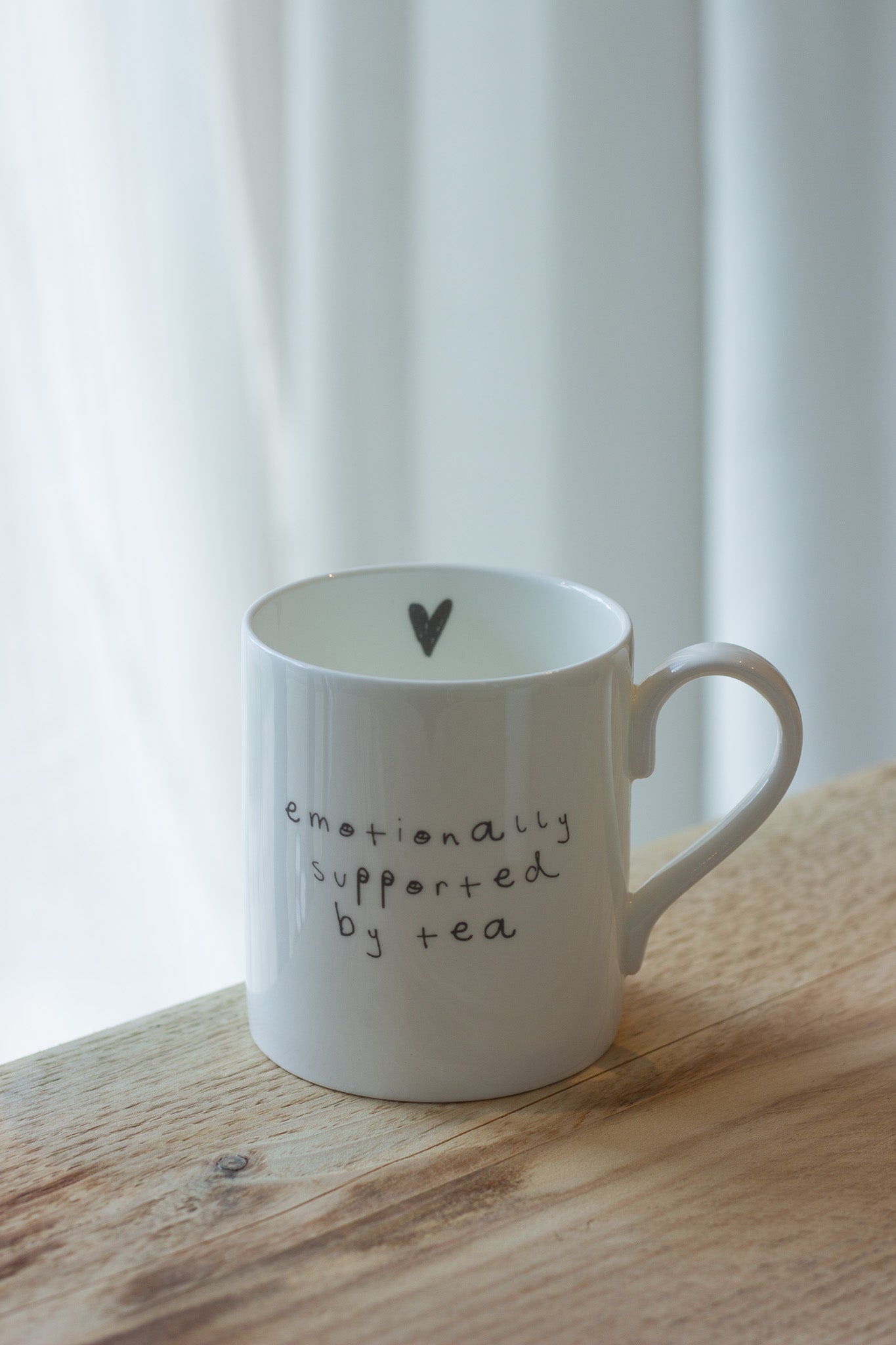 Emotionally supported by tea - Hand Written Note - Fine China Mug