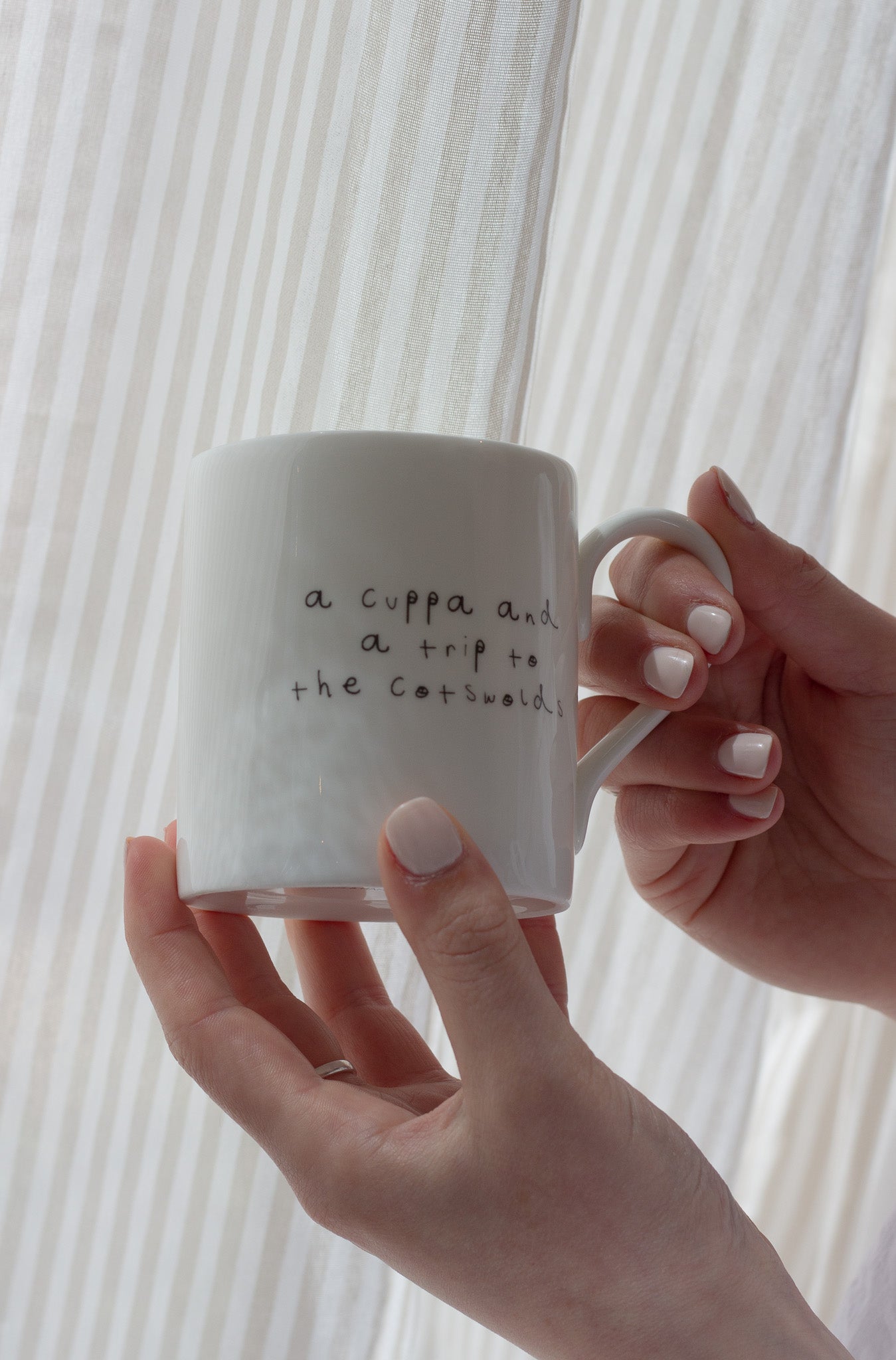 A cuppa and a trip to the Cotswolds - Hand Written Note - Fine China Mug