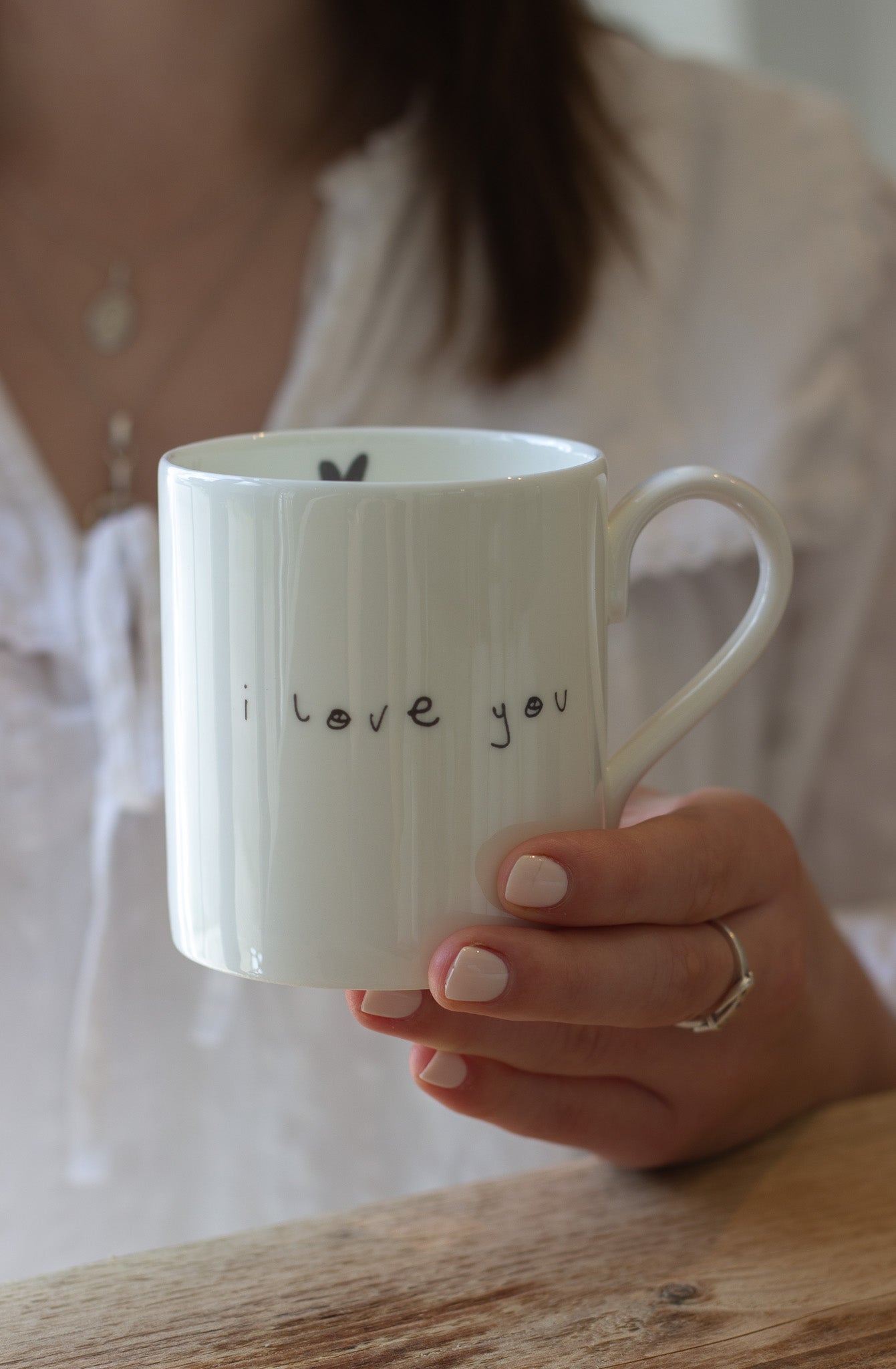 I love you - Hand Written Note - Fine China Mug
