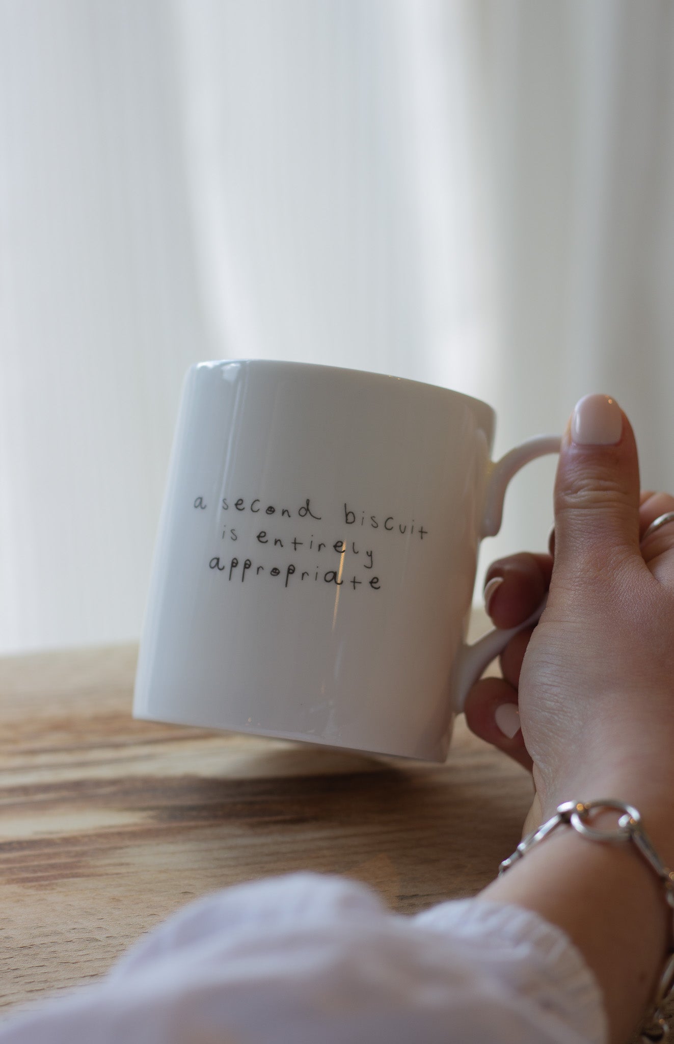 A second biscuit is entirely appropriate - Hand Written Note - Fine China Mug