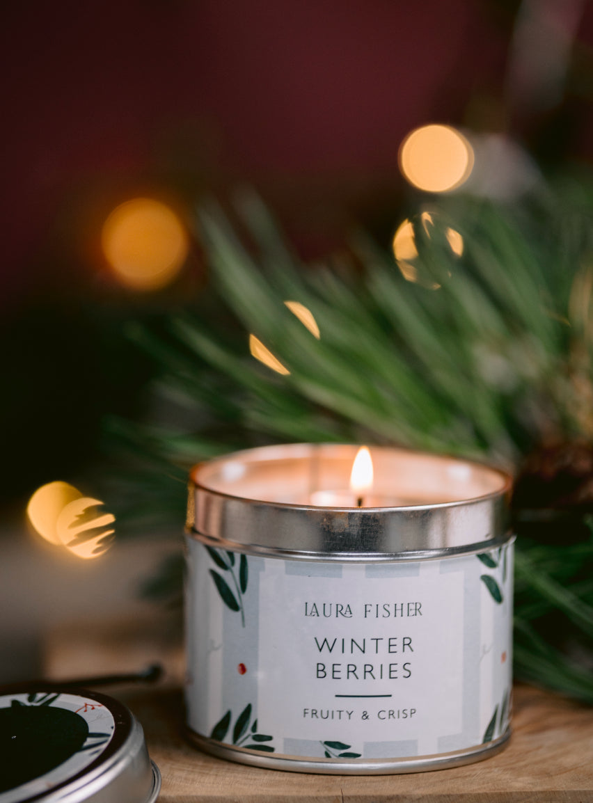 Winter Berries Tin Candle