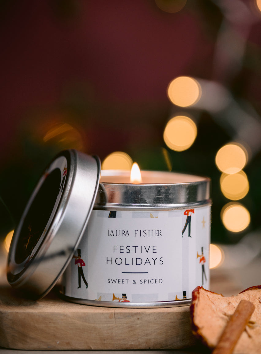 Festive Holidays Tin Candle